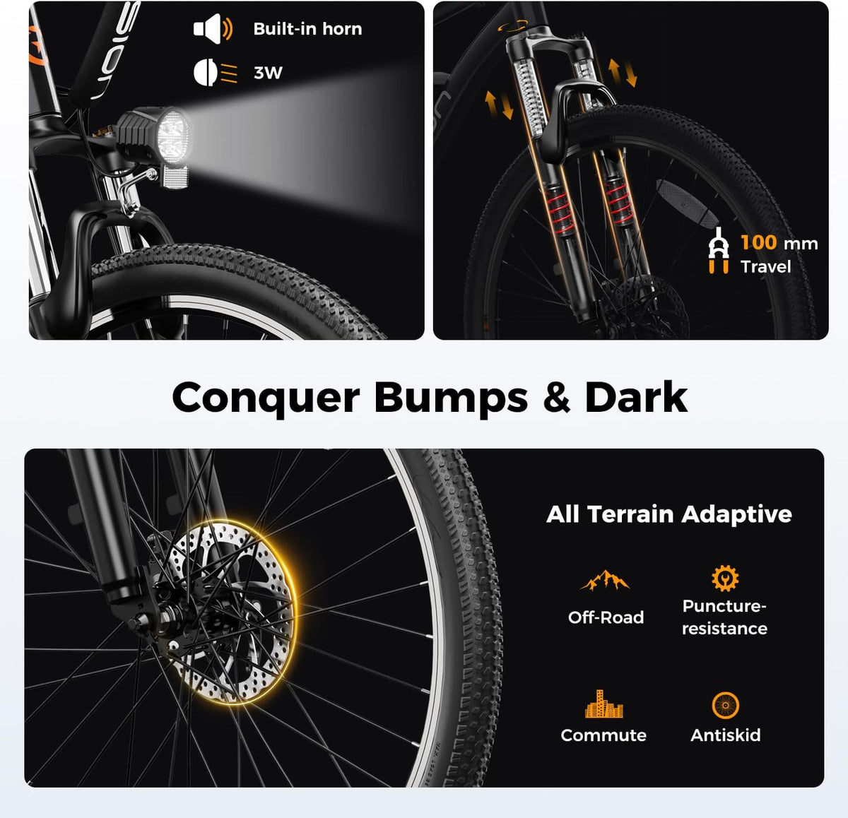 EB5 Electric Bike for Adults 26" tire with 1000W Peak Motor