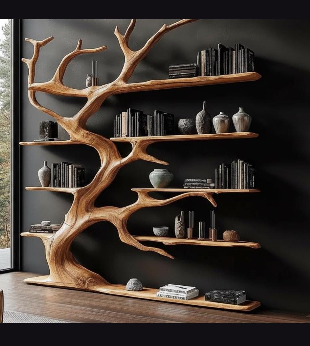 Tree Bookshelf Floor Standing - Unique Wooden Display Rack for Living Room