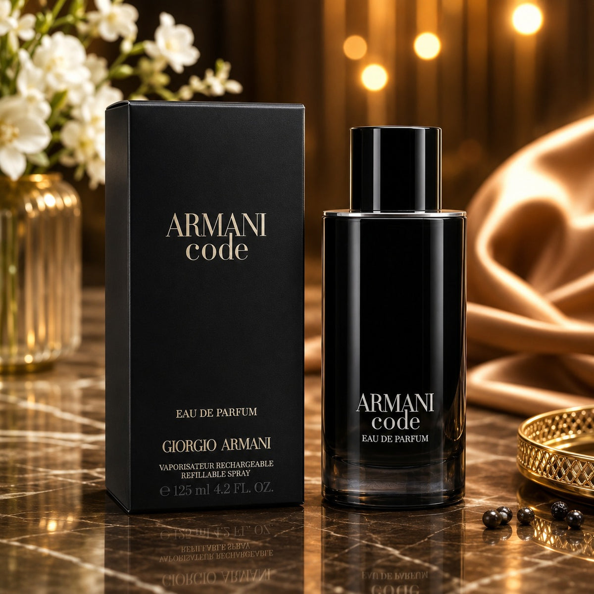 Giorgio Armani Code Eau de Parfum for Men 4.2 oz / 125 ml – Refillable Spray