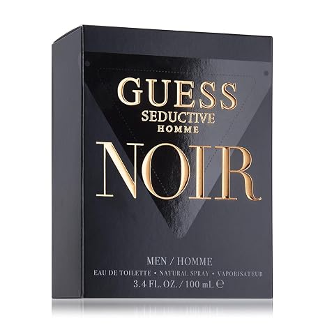 GUESS Seductive Homme Noir Eau de Toilette for Men | Woody Aromatic Cologne | 3.4 oz